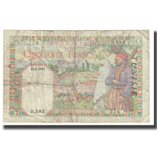 Billet, Algeria, 50 Francs, 1941, 1941-02-13, KM:87, B+