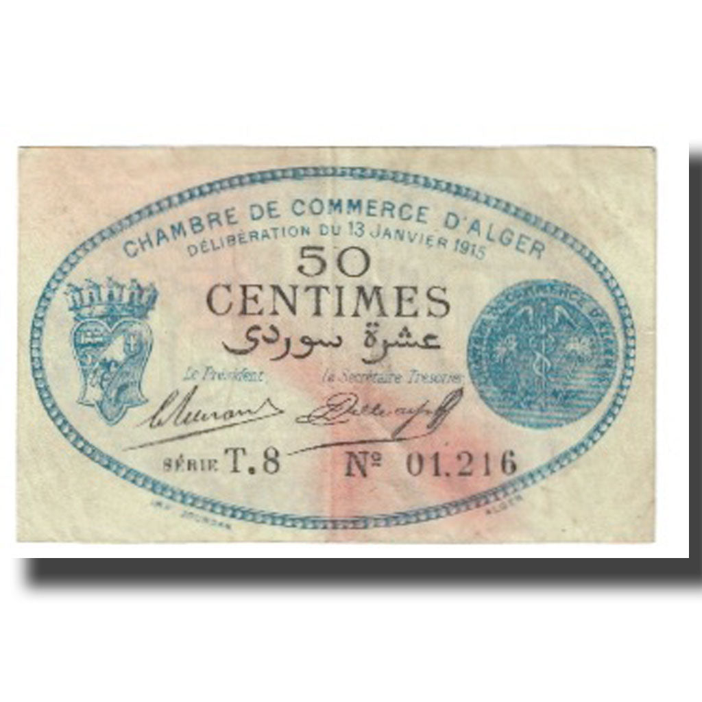 Banknote, Algeria, 50 Centimes, 1915, 1915-01-13, VF(30-35)