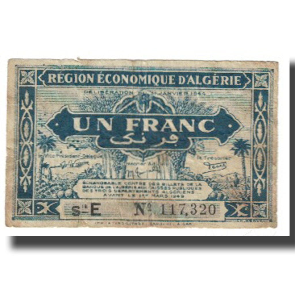 Banknote, Algeria, 1 Franc, 1944, 1944-01-31, KM:101, VF(20-25)