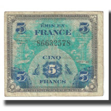 France, 5 Francs, Flag/France, 1944, SERIE DE 1944, VF(20-25), Fayette:VF17.1