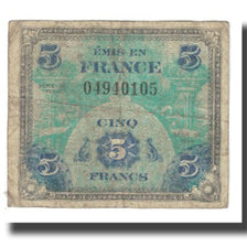 França, 5 Francs, Flag/France, 1944, SERIE DE 1944, VF(20-25), Fayette:VF17.1