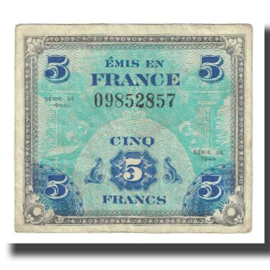 Francja, 5 Francs, Flag/France, 1944, SERIE DE 1944, VF(20-25), Fayette:VF17.1