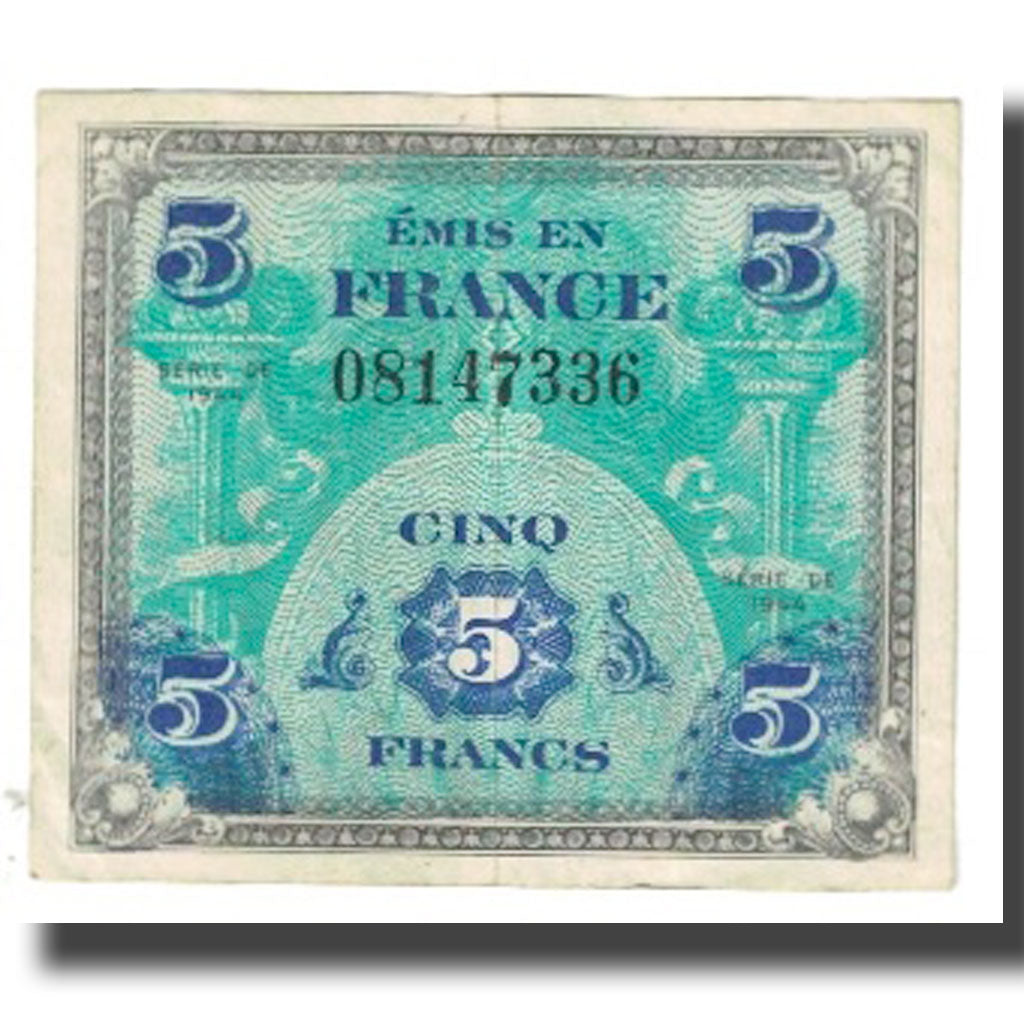 France, 5 Francs, Flag/France, 1944, SERIE DE 1944, EF(40-45), Fayette:VF17.1