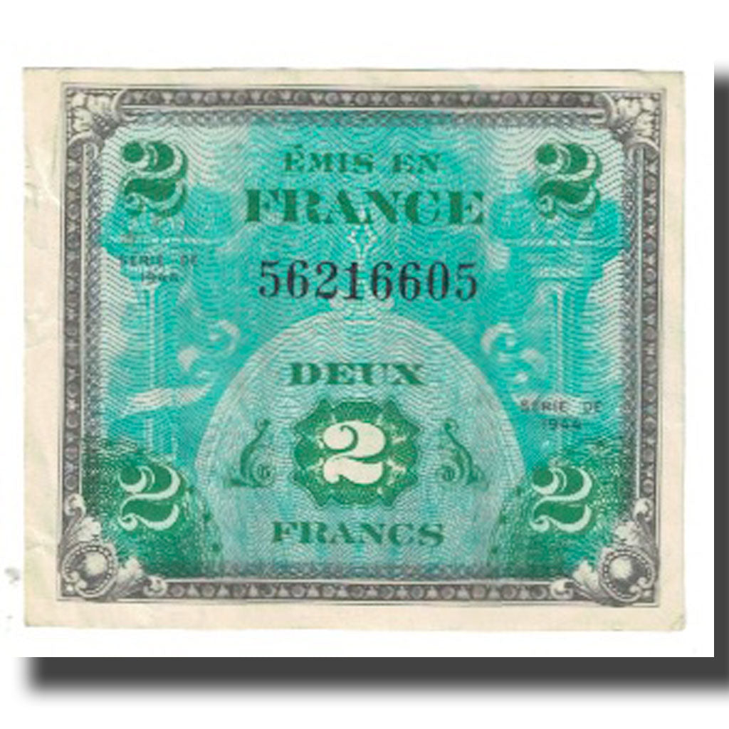 France, 2 Francs, Flag/France, 1944, EF(40-45), Fayette:VF16.2, KM:114b