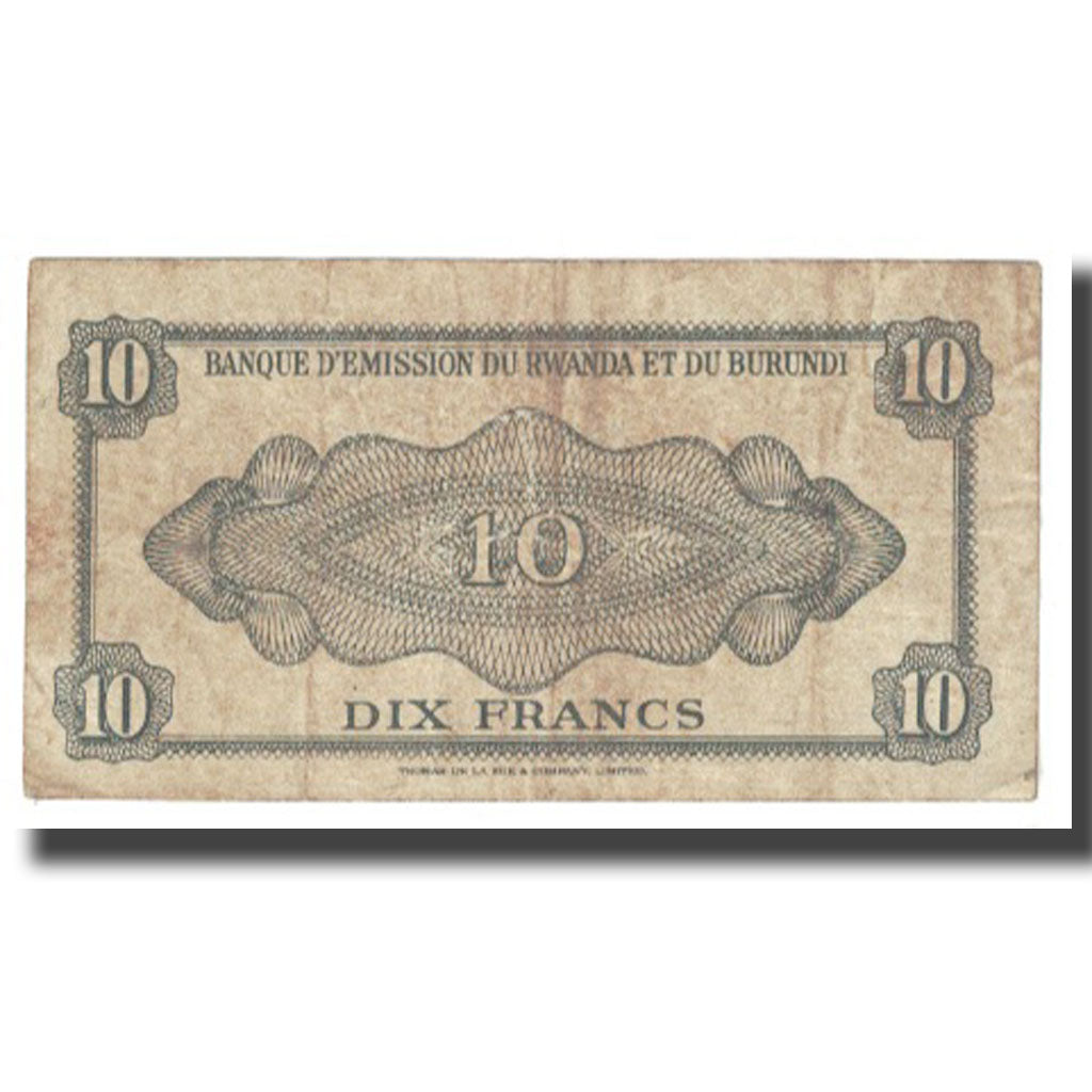 Banconote, Ruanda-Burundi, 10 Francs, 1960, 1960-09-15, KM:2a, MB