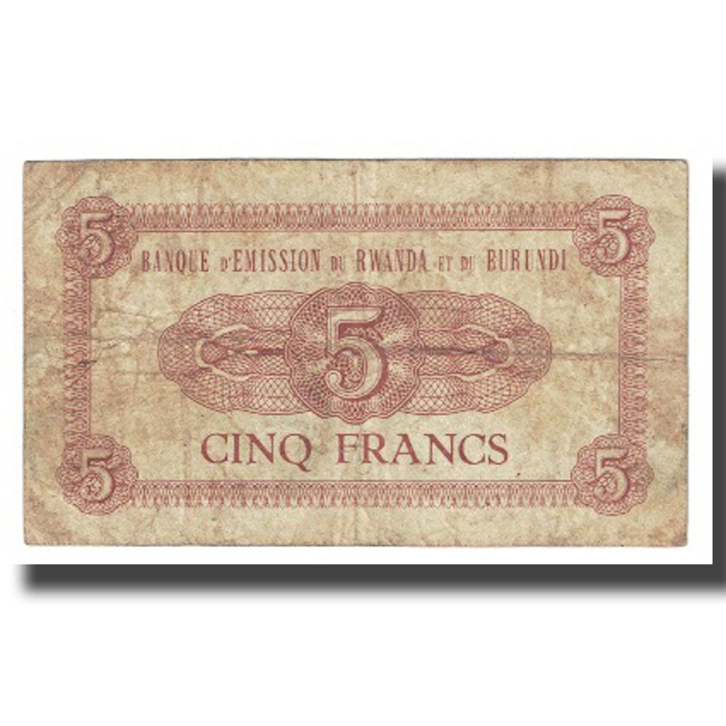 Banknote, Rwanda-Burundi, 5 Francs, 1960, 1960-09-15, KM:1a, F(12-15)