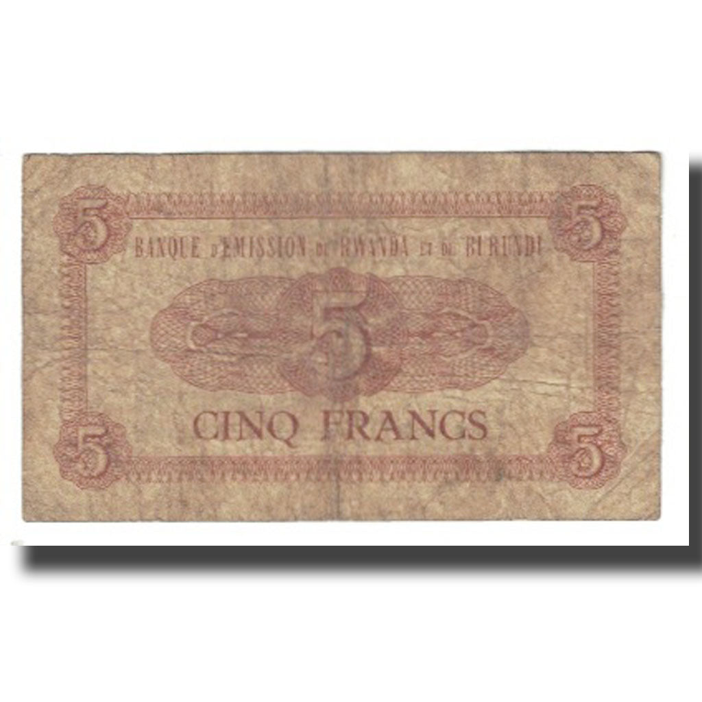 Banknote, Rwanda-Burundi, 5 Francs, 1960, 1960-09-15, KM:1a, F(12-15)