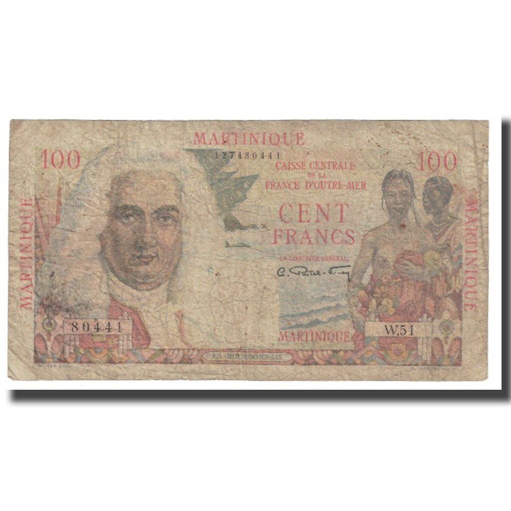 Martinique, 100 Francs, Undated (1947-49), VG(8-10), KM:31a