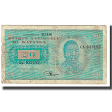 Billet, Katanga, 20 Francs, 1960, 1960-11-21, KM:6a, B+