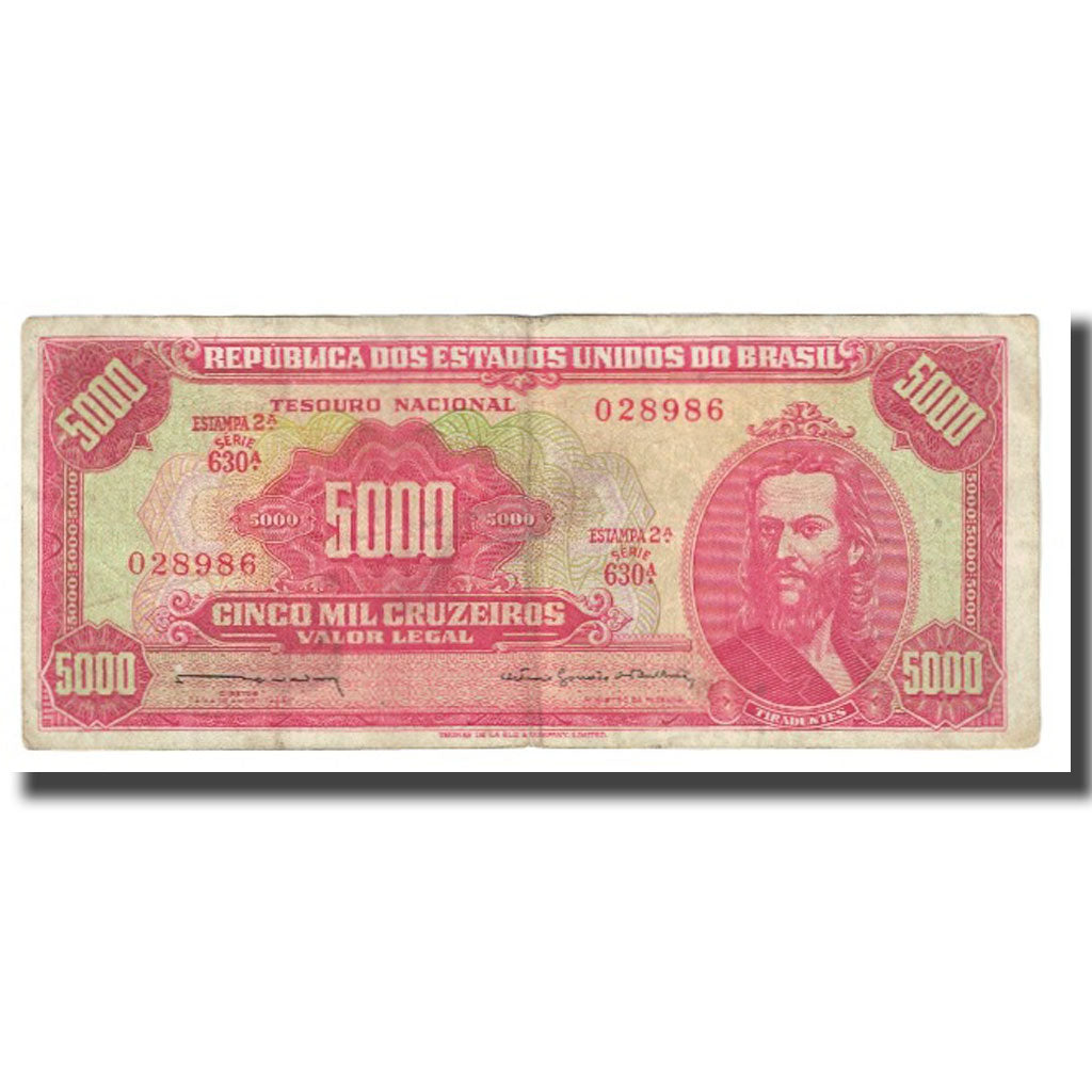 Banknote, Brazil, 5000 Cruzeiros, KM:182a, VF(20-25)