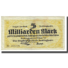 Billete, Alemania, Recklinghausen, 5 Milliarden Mark, Texte, 1923, 1923-10-23