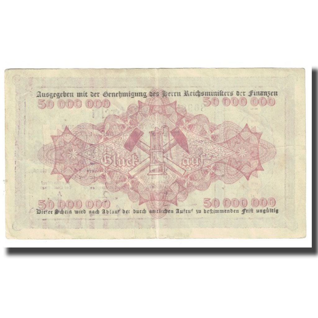 Billet, Allemagne, Recklinghausen, 50 Millionen Mark, Texte, 1923, 1923-09-15