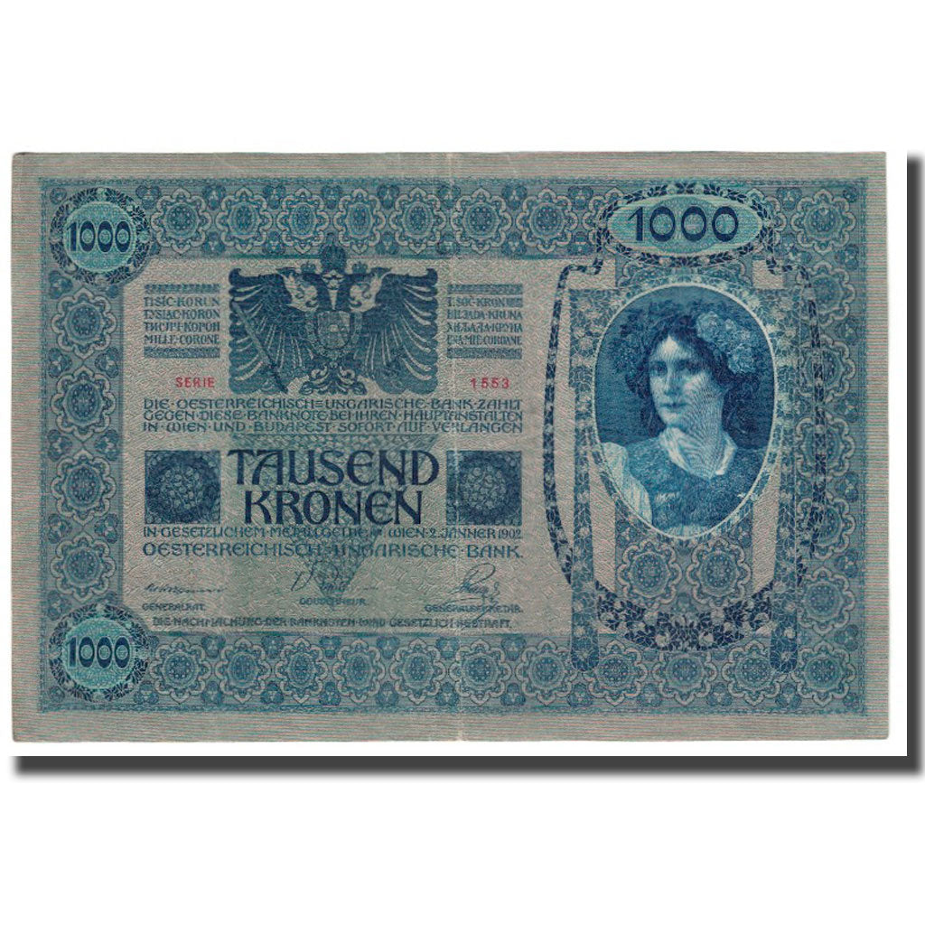 Billet, Autriche, 1000 Kronen, 1902, 1902-01-02, KM:8a, TTB