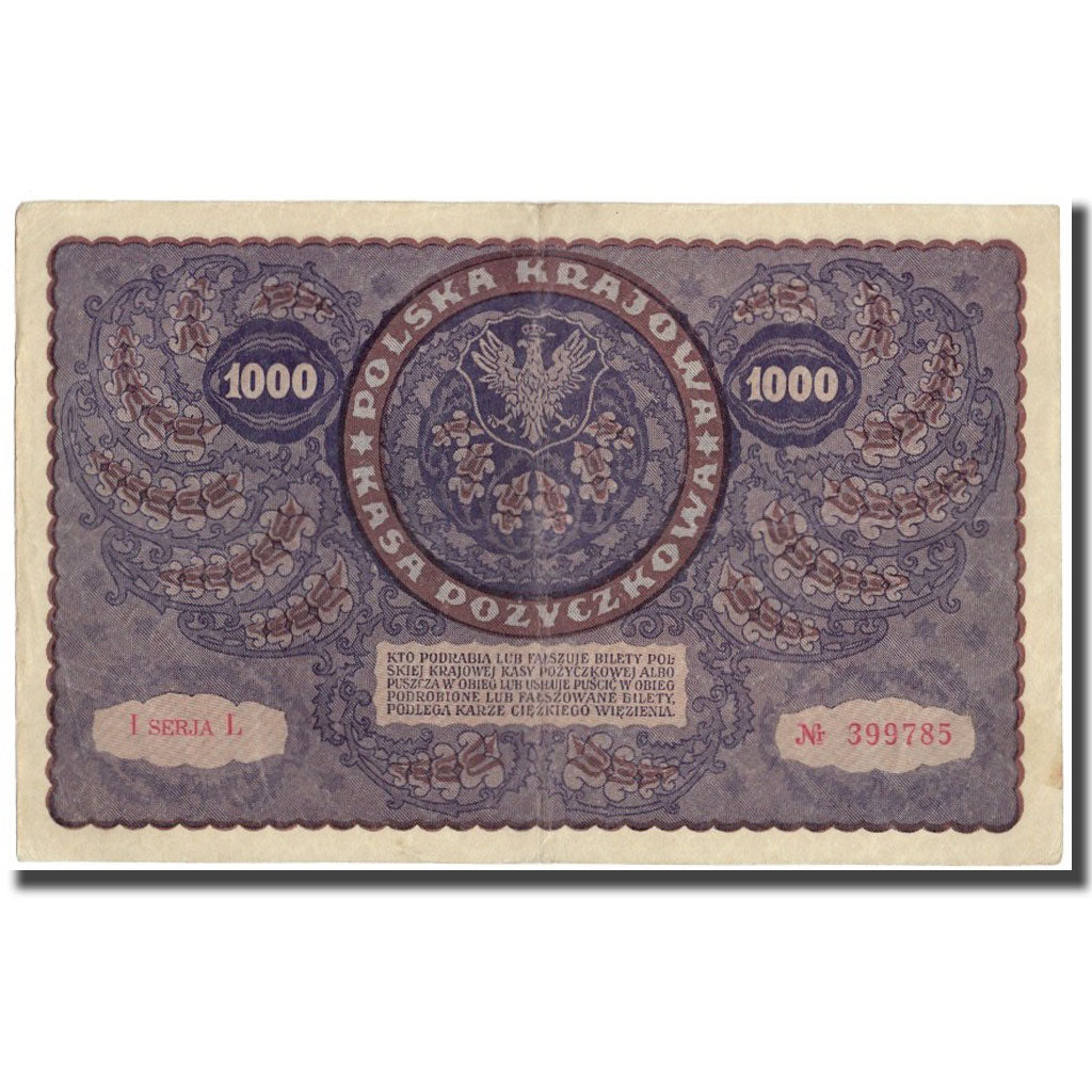 Banknote, Poland, 1000 Marek, 1919, 1919-08-23, KM:29, EF(40-45)