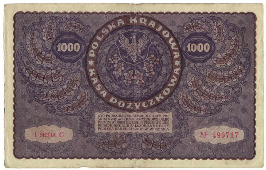 Banknote, Poland, 1000 Marek, 1919, 1919-08-23, KM:29, EF(40-45)