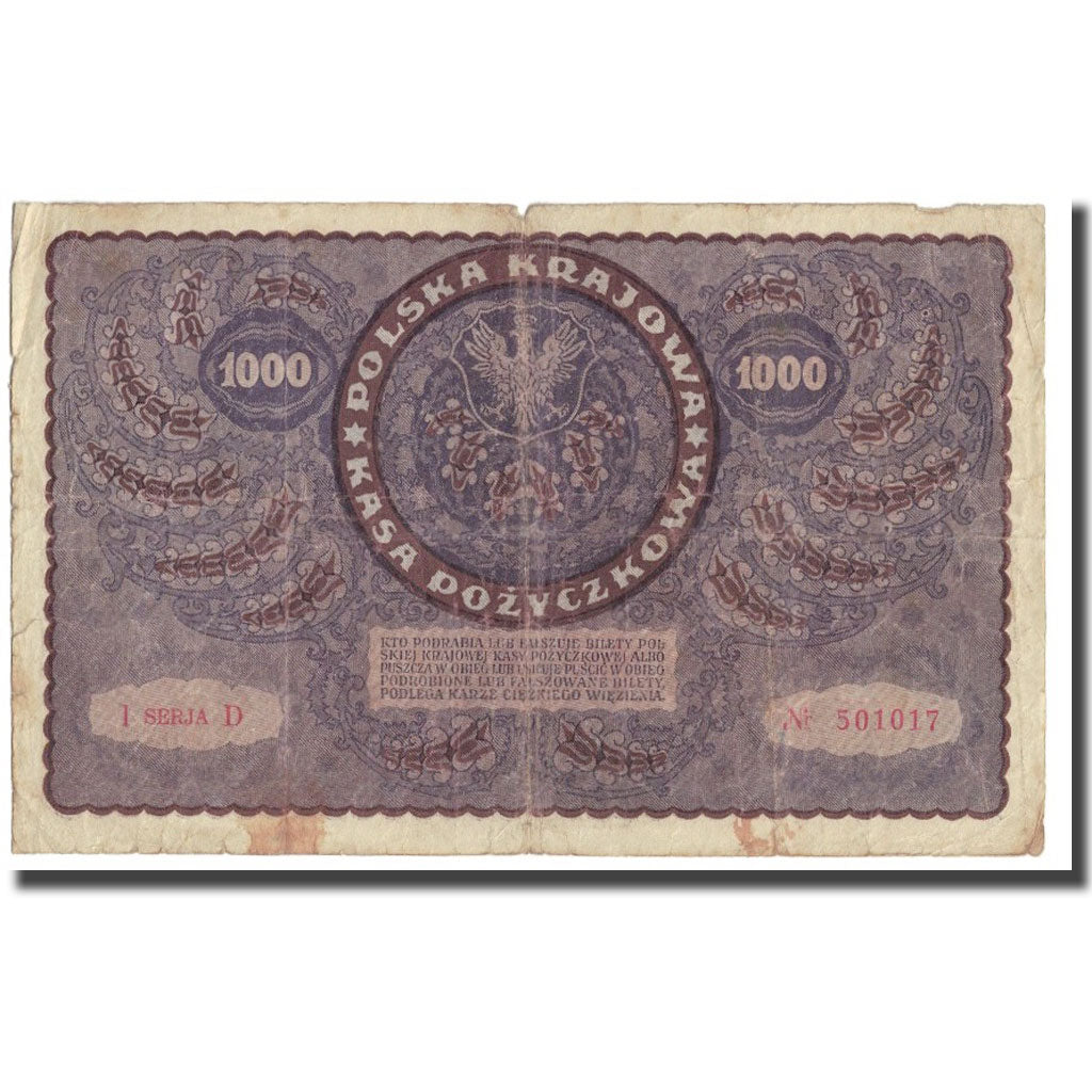 Banknote, Poland, 1000 Marek, 1919, 1919-08-23, KM:29, EF(40-45)