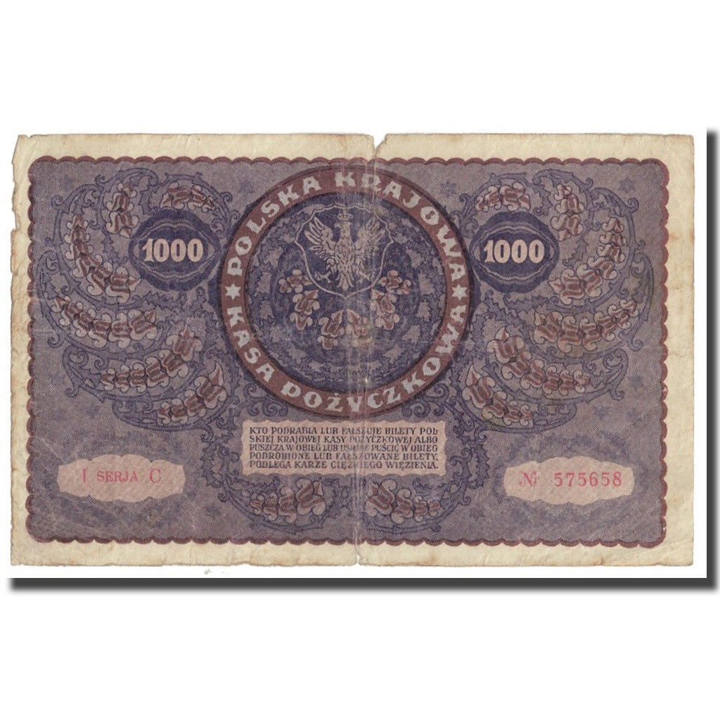 Banknote, Poland, 1000 Marek, 1919, 1919-08-23, KM:29, VF(20-25)