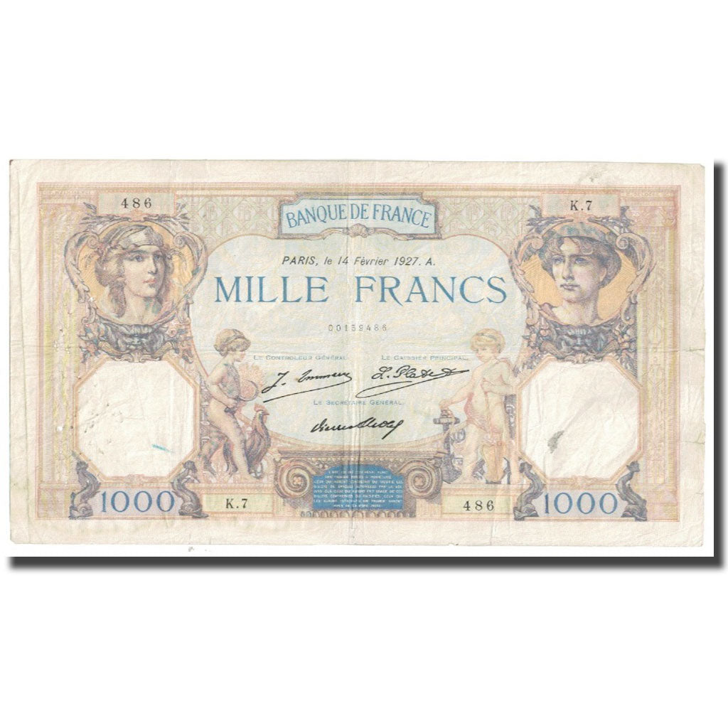 Frankreich, 1000 Francs, Cérès et Mercure, 1927, P. Rousseau and R.