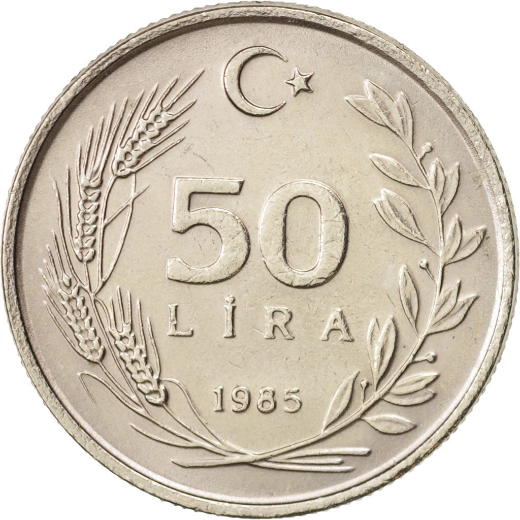 Turkey, 50 Lira, 1985, EF(40-45), Copper-Nickel-Zinc, KM:966