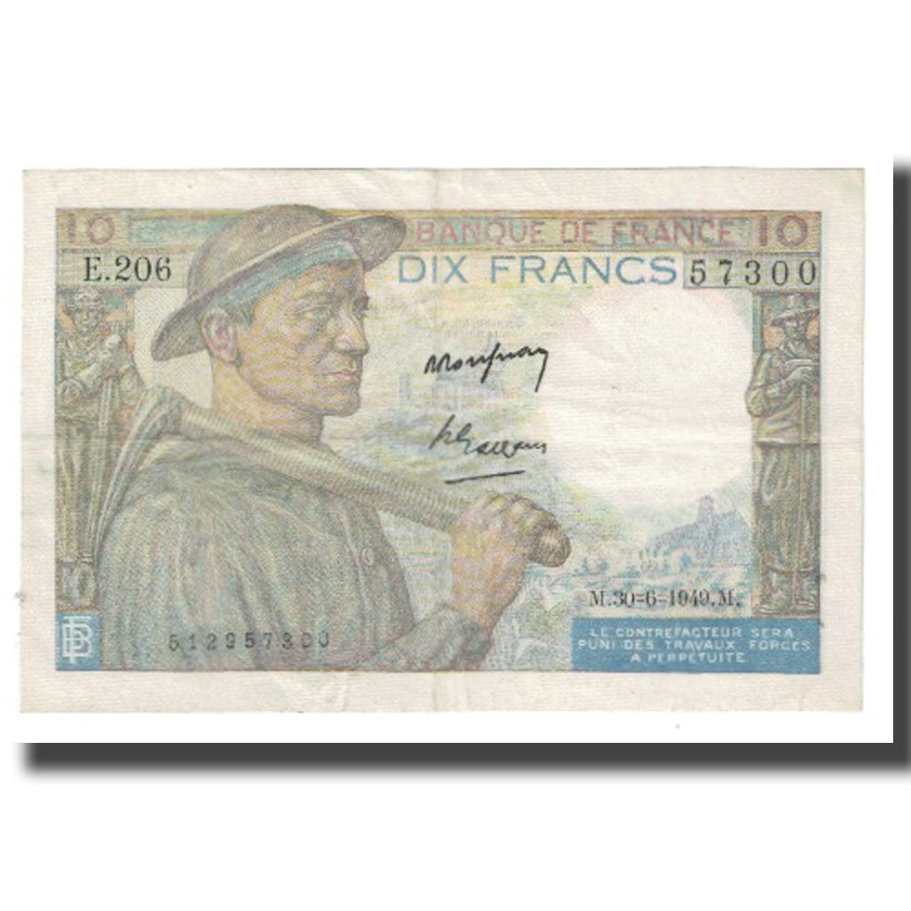 France, 10 Francs, Mineur, 1949, P. Rousseau and R. Favre-Gilly, 1949-06-30