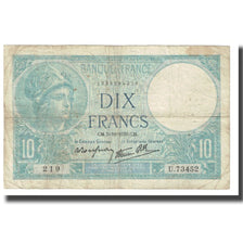France, 10 Francs, Minerve, 1939, platet strohl, 1939-10-05, VF(20-25)