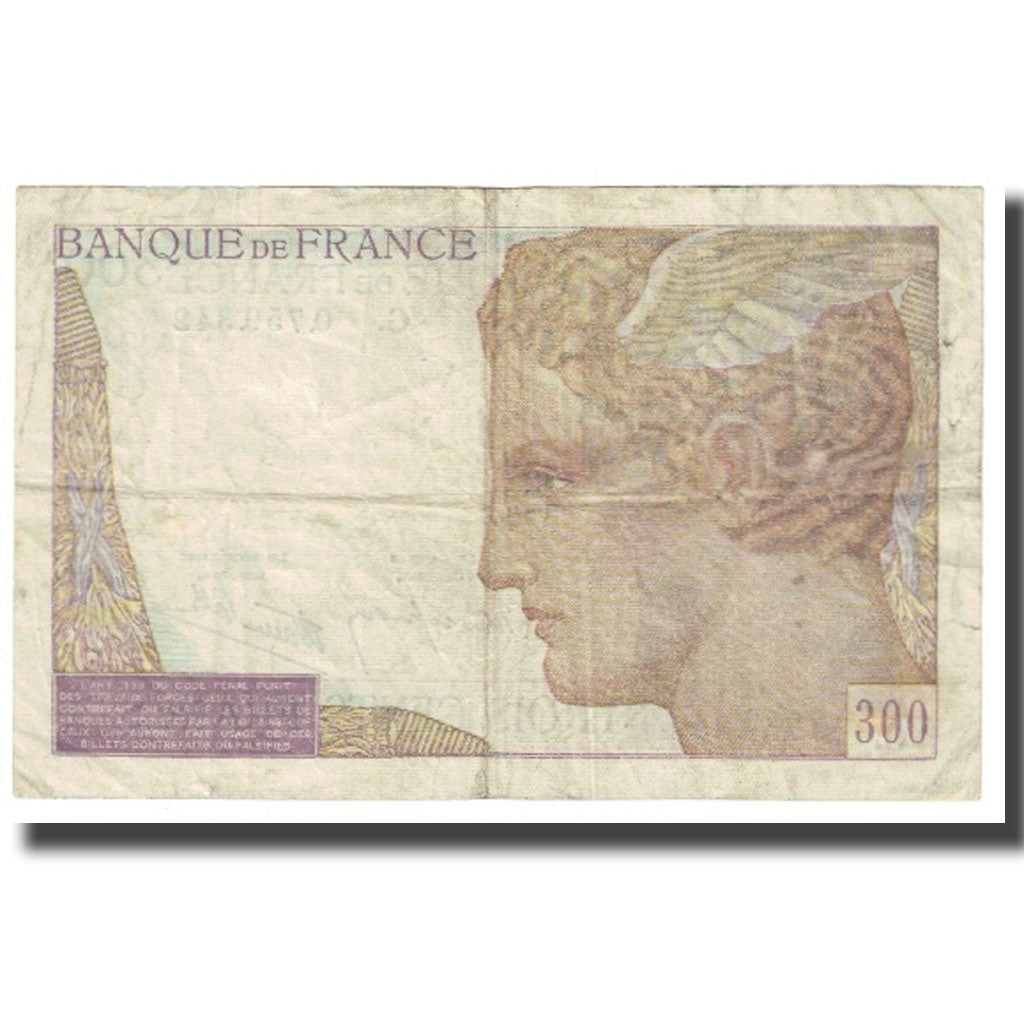 France, 300 Francs, Serveau, 1938, P. Rousseau and R. Favre-Gilly, VF(30-35)