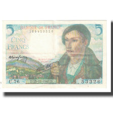 France, 5 Francs, Berger, 1943, P. Rousseau and R. Favre-Gilly, 1943-11-25, TTB