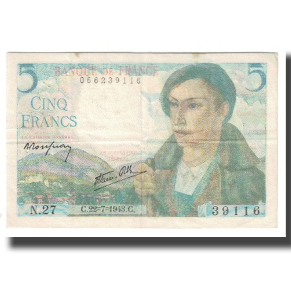 Francia, 5 Francs, Berger, 1943, P. Rousseau and R. Favre-Gilly, 1943-07-22, BB