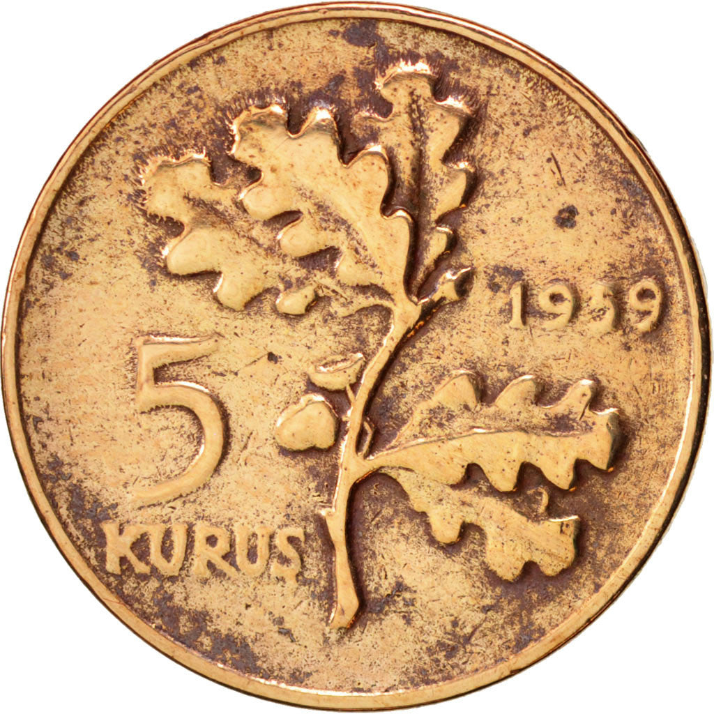 Turkey, 5 Kurus, 1959, EF(40-45), Bronze, KM:890.1