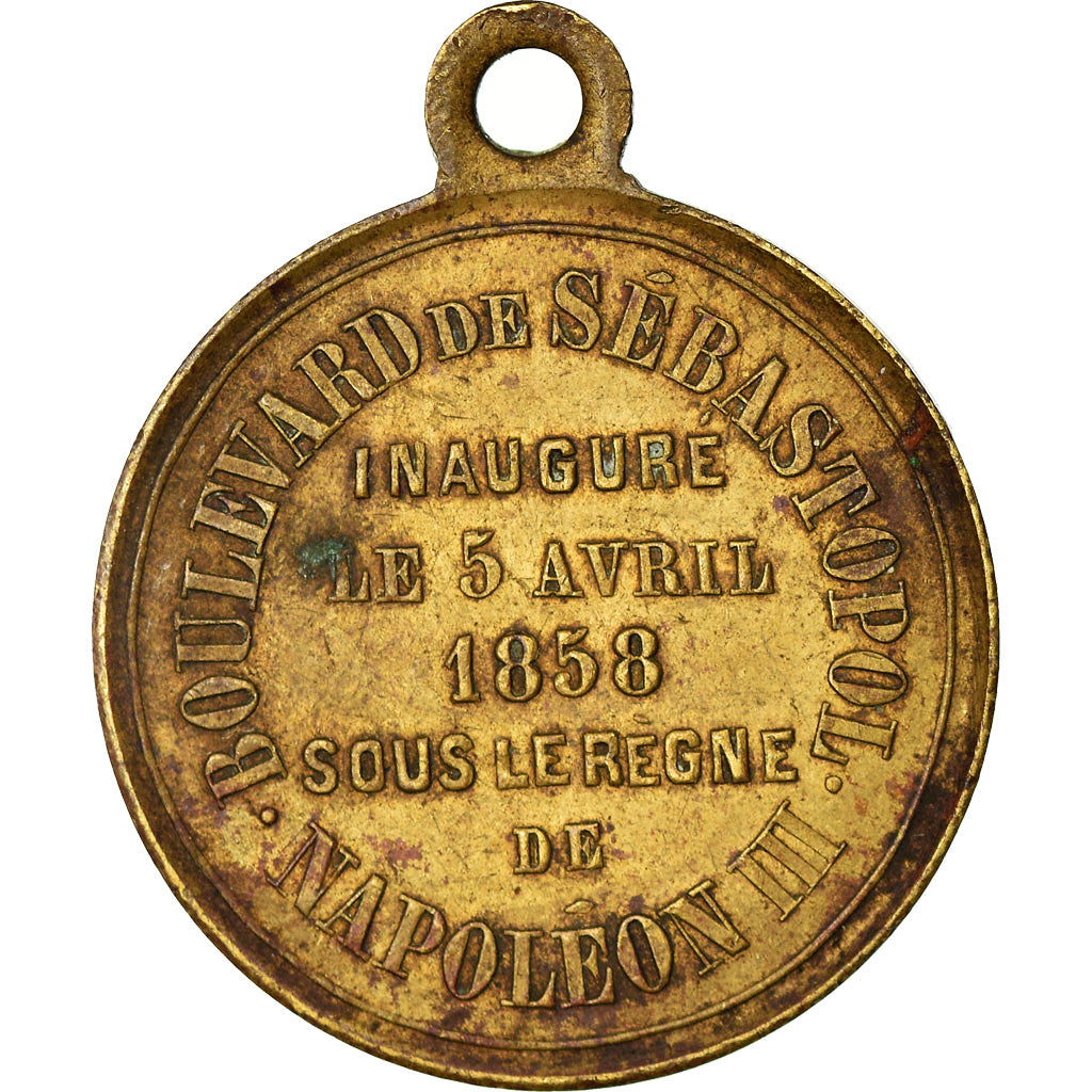 France, Médaille, Napoléon III, Inauguration du Boulevard Sebastopol, 1858