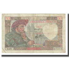 Francia, 50 Francs, Jacques Coeur, 1940, P. Rousseau and R. Favre-Gilly