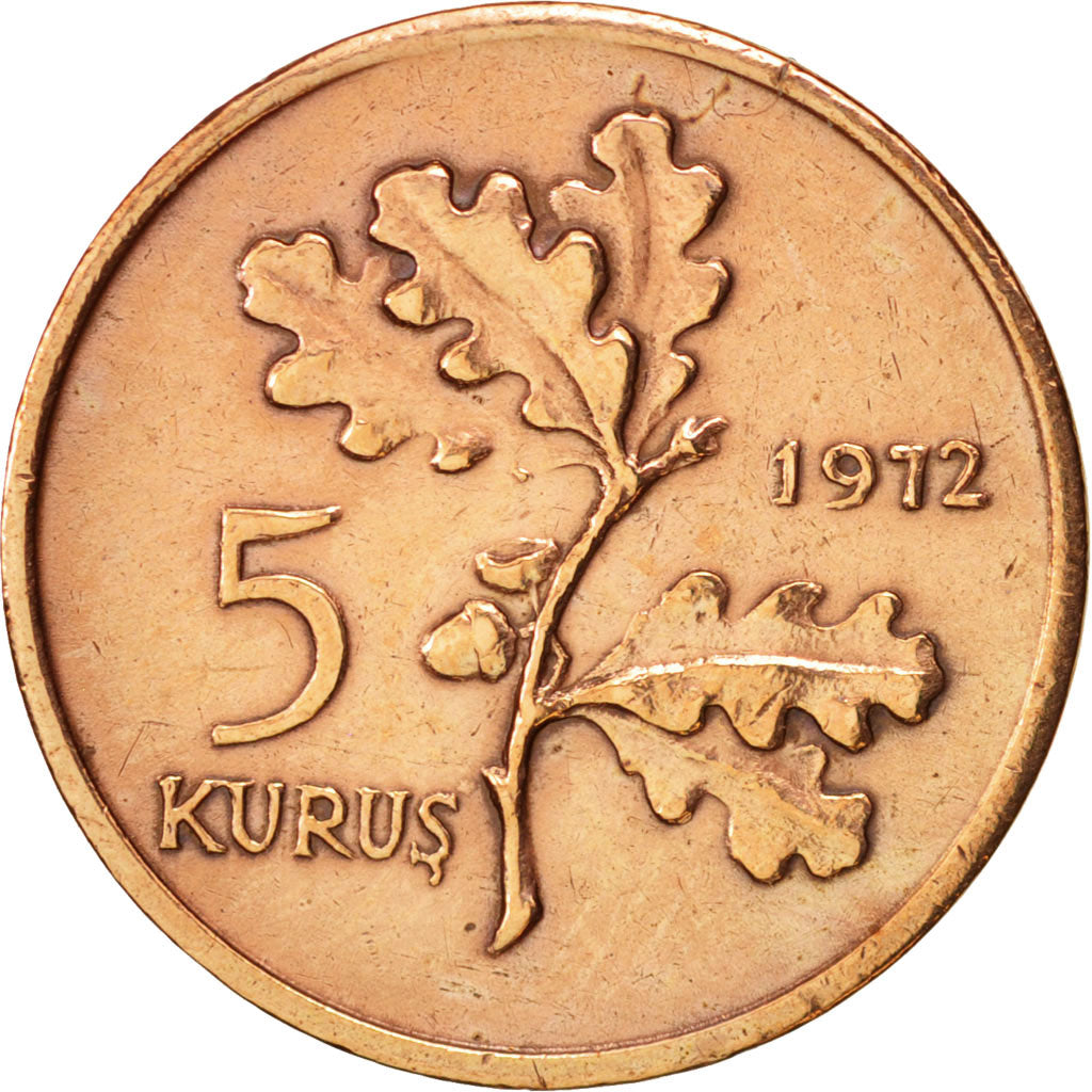 Türkei, 5 Kurus, 1972, AU(50-53), Bronze, KM:890.2