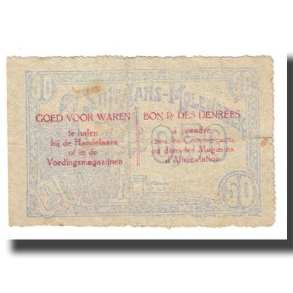 Banknote, Belgium, MOLENBEEK, 50 Centimes, Texte, 1918, 1918-12-31, EF(40-45)