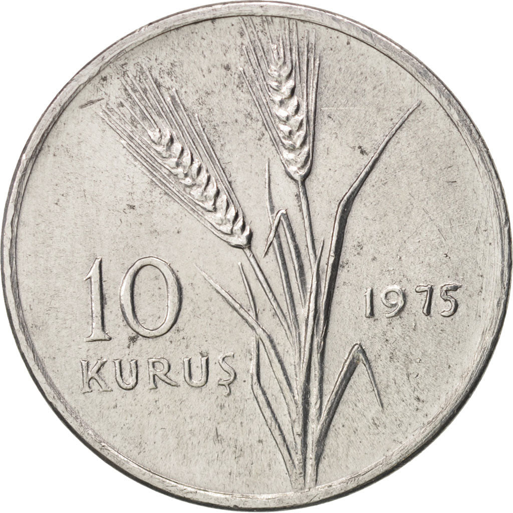Turkey, 10 Kurus, 1975, AU(55-58), Aluminum, KM:898a