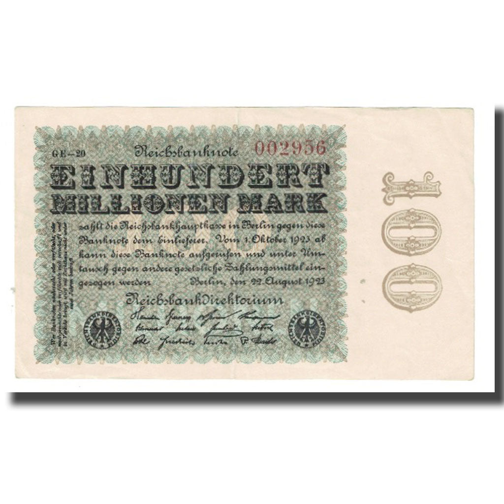 Banknote, Germany, 100 Millionen Mark, 1923, 1923-08-22, KM:107a, EF(40-45)