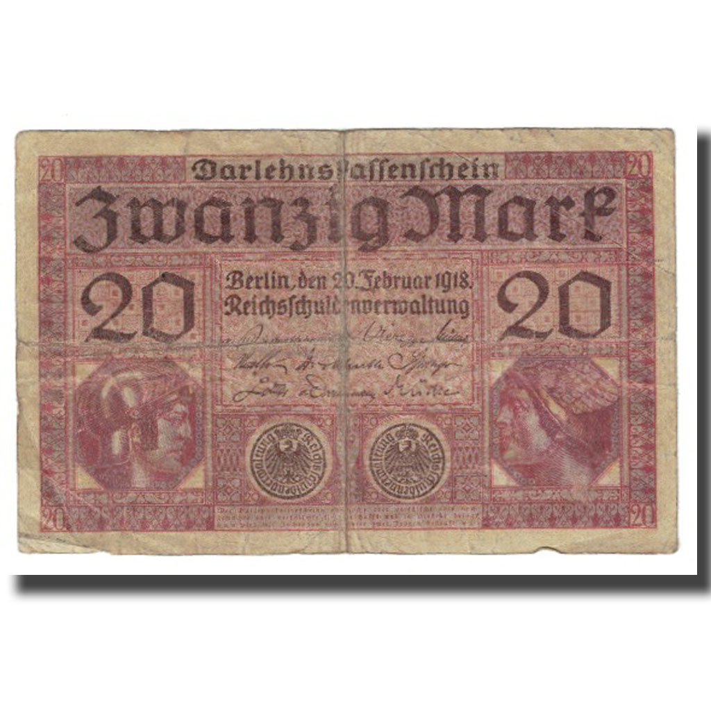 Banknote, Germany, 20 Mark, 1918, 1918-02-20, KM:57, VF(20-25)
