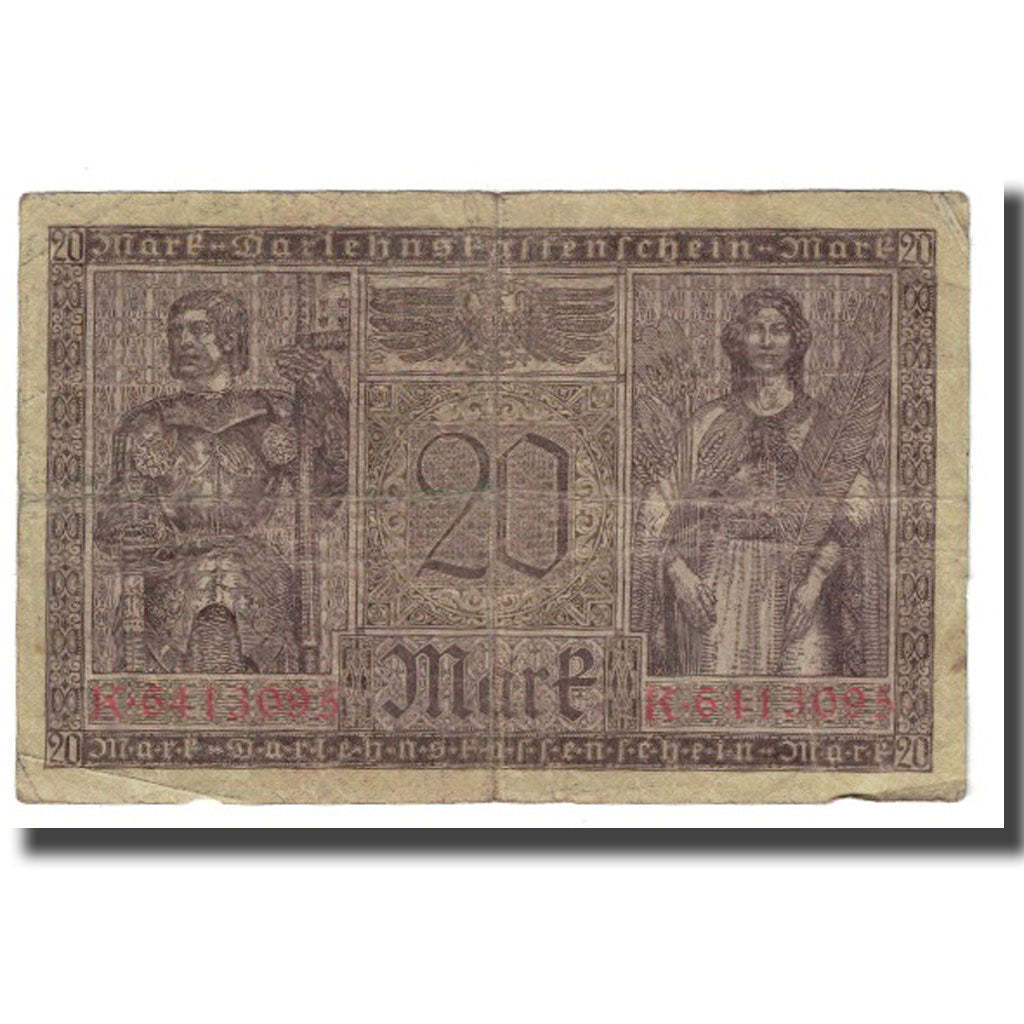 Banknote, Germany, 20 Mark, 1918, 1918-02-20, KM:57, VF(20-25)