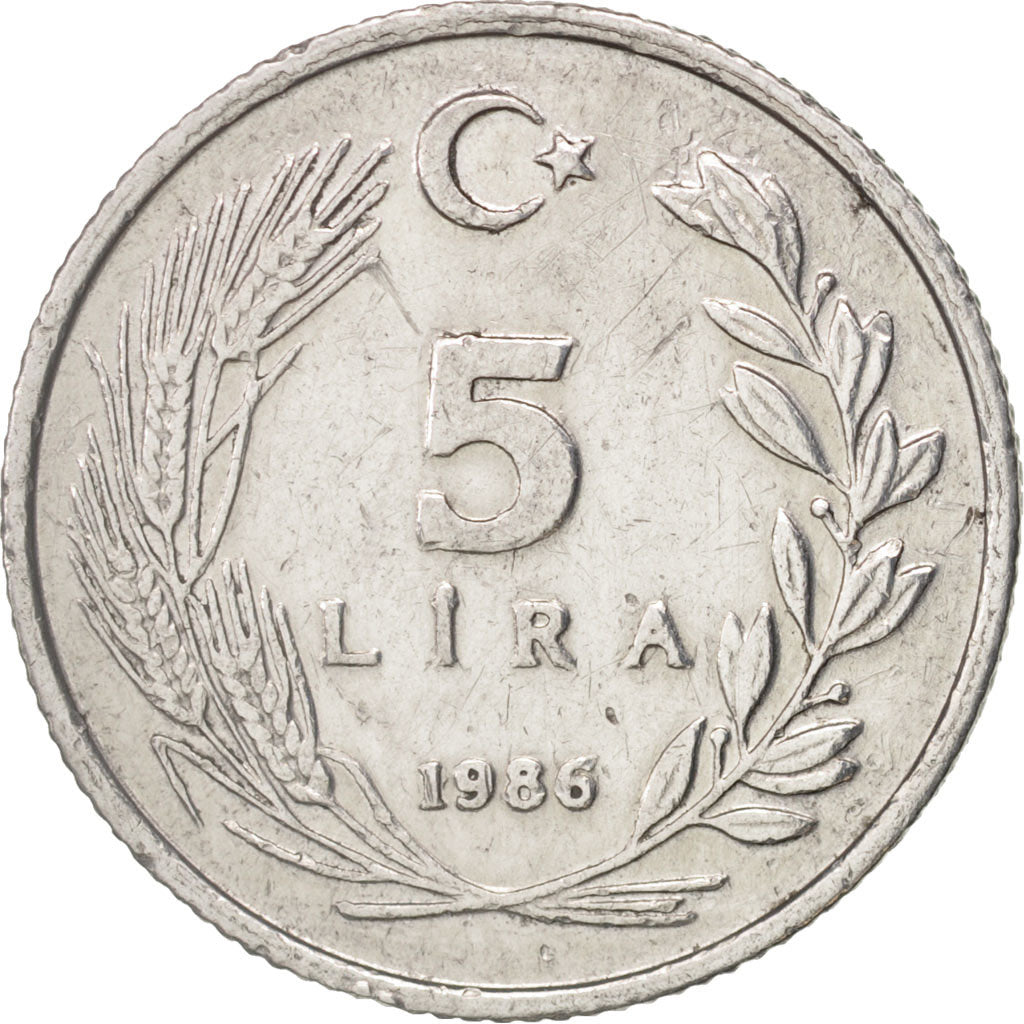 Turkey, 5 Lira, 1986, EF(40-45), Aluminum, KM:963