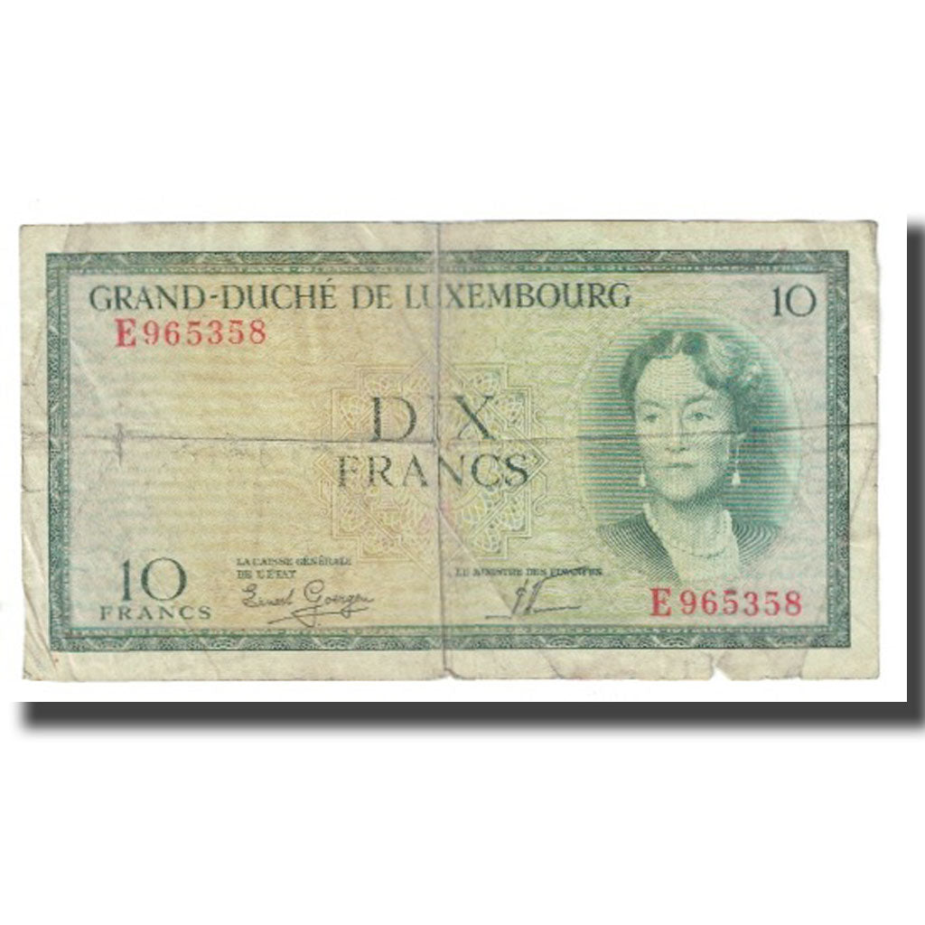 Banconote, Lussemburgo, 10 Francs, KM:48a, MB