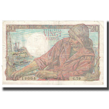 France, 20 Francs, Pêcheur, 1943, P. Rousseau and R. Favre-Gilly, 1943-04-15