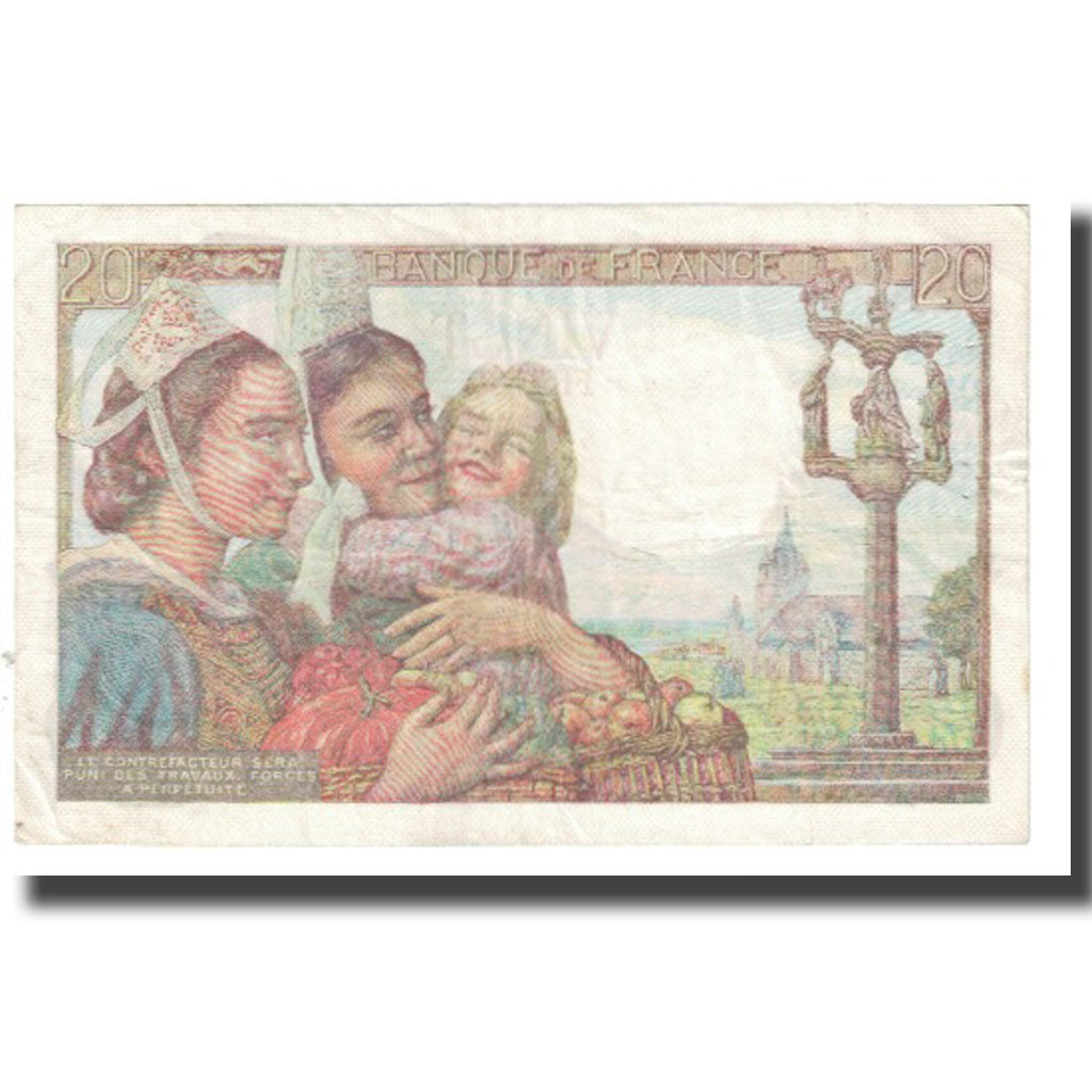 France, 20 Francs, Pêcheur, 1943, P. Rousseau and R. Favre-Gilly, 1943-04-15