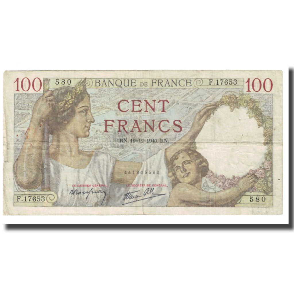 Frankrijk, 100 Francs, Sully, 1940, P. Rousseau and R. Favre-Gilly, 1940-12-19
