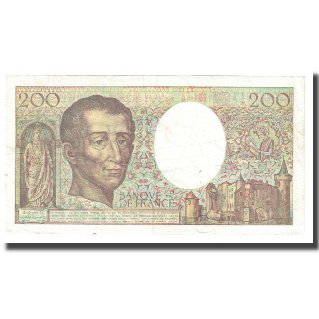 França, 200 Francs, Montesquieu, 1992, BRUNEEL BONNARDIN CHARRIAU, EF(40-45)