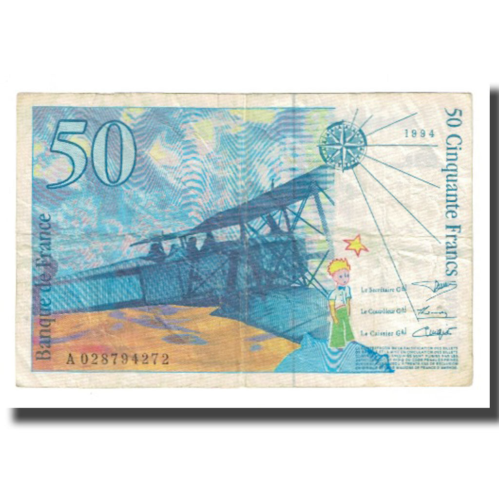 France, 50 Francs, St Exupéry, 1994, STROHL TRONCHE DENTAUD, VF(20-25)