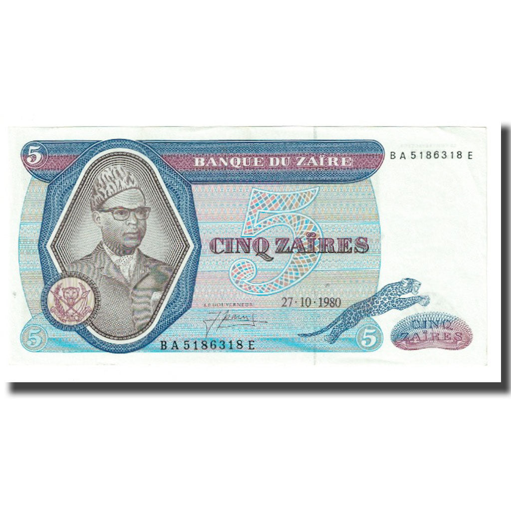 Banconote, Zaire, 5 Zaïres, 1980, 1980-10-27, KM:22b, SPL