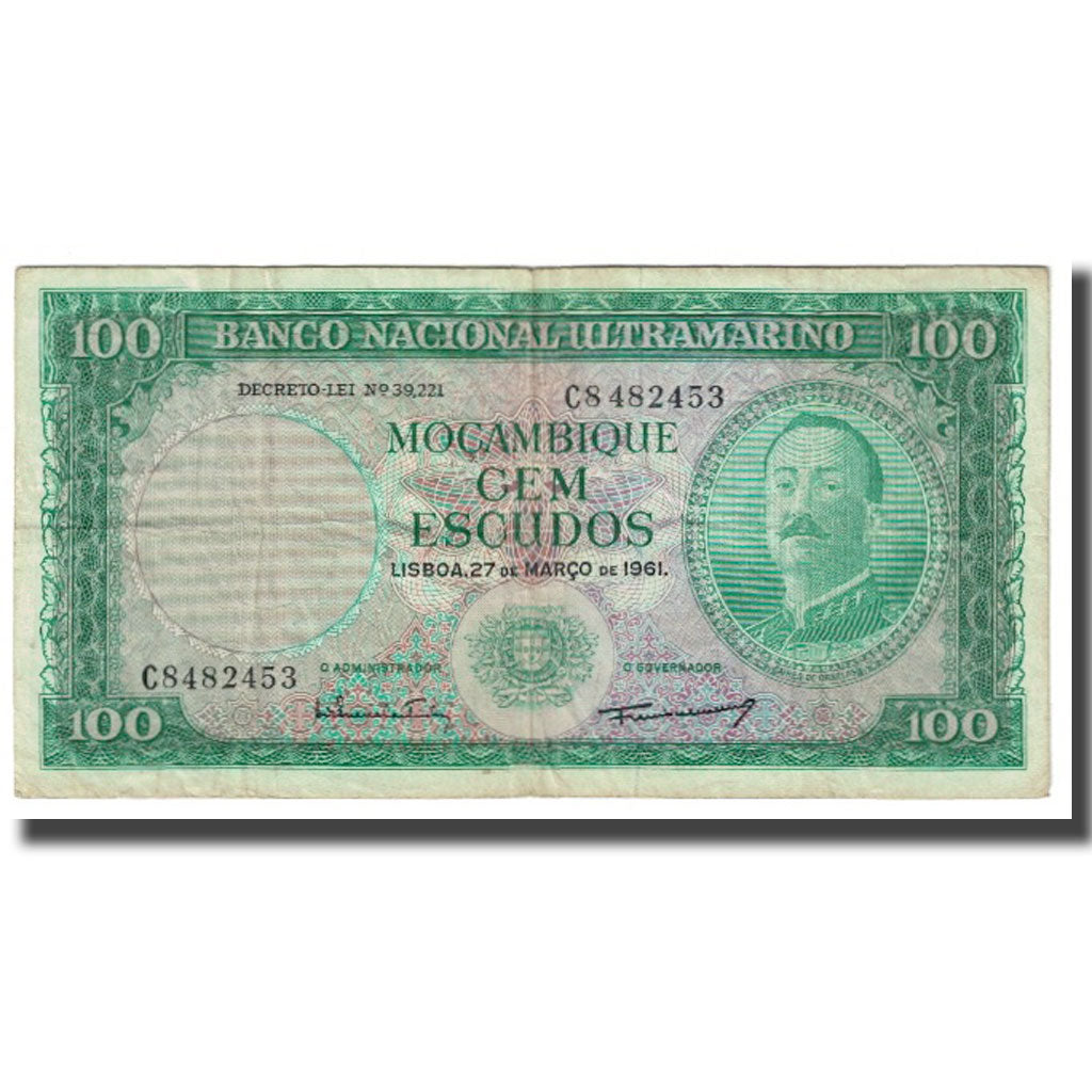 Banconote, Mozambico, 100 Escudos, 1961, 1961-03-27, KM:109a, MB
