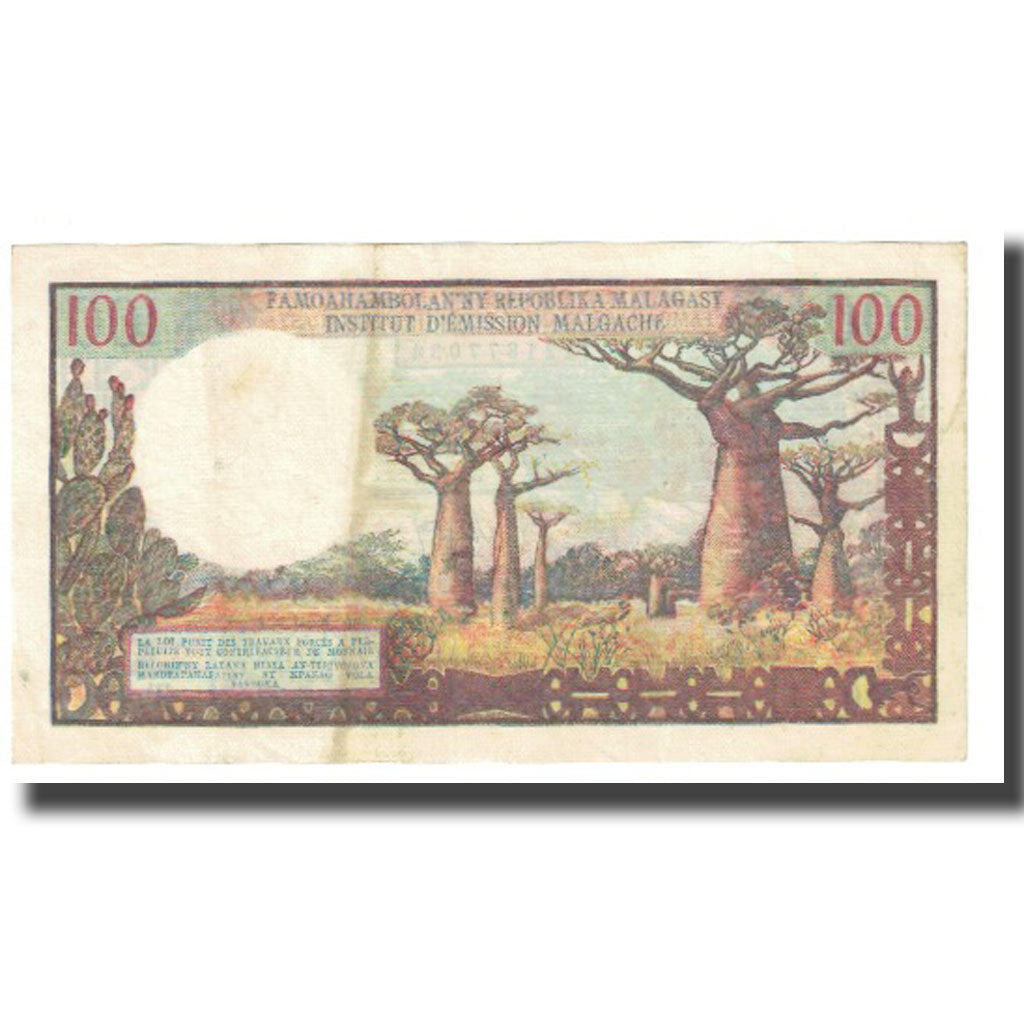 Banknote, Madagascar, 100 Francs =  20 Ariary, KM:57a, EF(40-45)