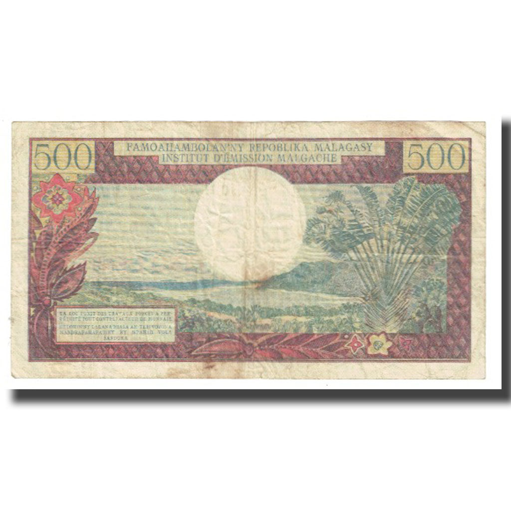Banknote, Madagascar, 500 Francs = 100 Ariary, KM:58a, VF(20-25)