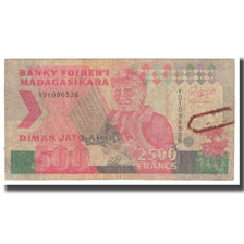 Banknote, Madagascar, 2500 Francs = 500 Ariary, KM:72Ab, VF(20-25)