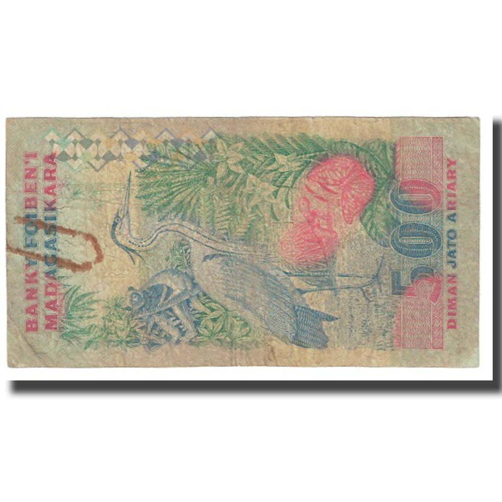 Banknote, Madagascar, 2500 Francs = 500 Ariary, KM:72Ab, VF(20-25)